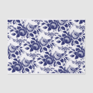 Blauwe rozen en bijen decoupage tissuepapier
