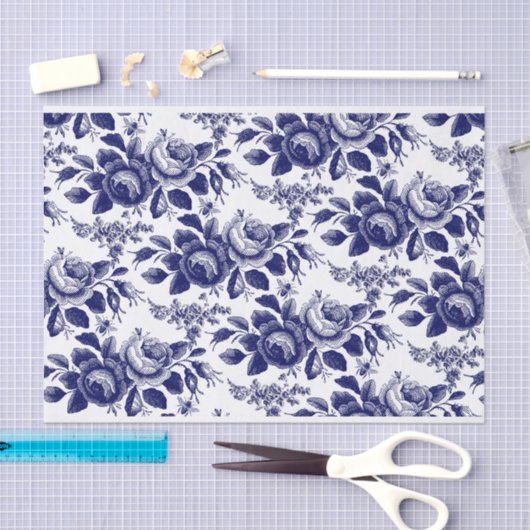 Blauwe rozen en bijen decoupage tissuepapier (Craft)