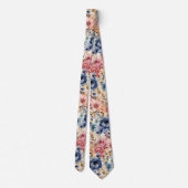 Blauwe Rozen en Blush Roze Bloemen Floral Stropdas (Achterkant)