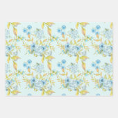 Blauwe Rozen en gebladerte Inpakpapier Vel (Voorkant)