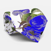 BLAUWE ROZEN EN GEEL BUTTERFLIES STROPDAS (Opgerold)