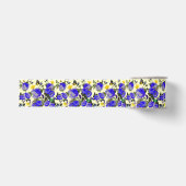 BLAUWE ROZEN EN GELE VLINDERS Wit Grosgrain Lint (Voorkant)