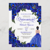 Blauwe Rozen en gouden Fancy baden Kaart (Voorkant / Achterkant)