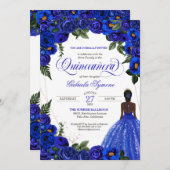 Blauwe Rozen en gouden Fancy baden Kaart (Voorkant / Achterkant)