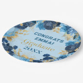 Blauwe Rozen en goudolievlekken Afstuderen Papieren Bordje (Gekanteld)