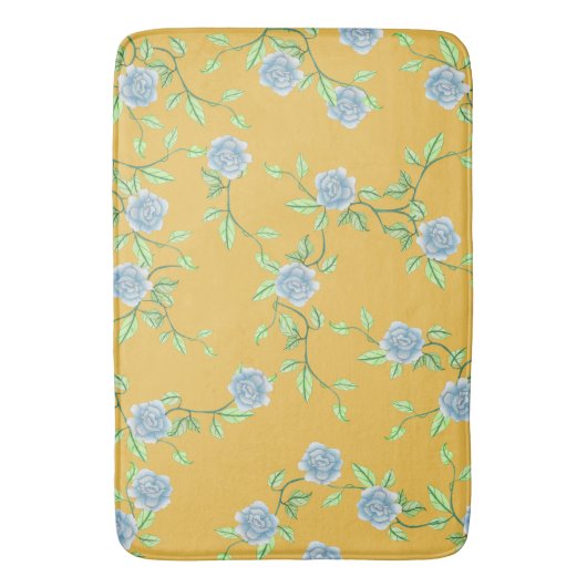 Blauwe Rozen en groene wijnstokken, aangepaste bad Badmat (Voorkant Verticaal)