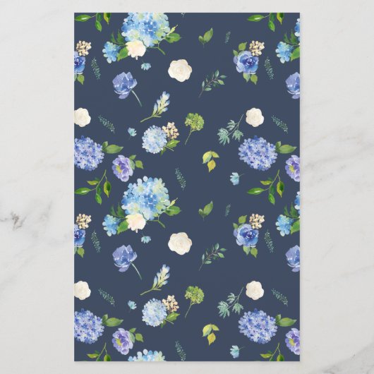 Blauwe Rozen en Hydrangea Baby Brunch Invitation (Achterkant)