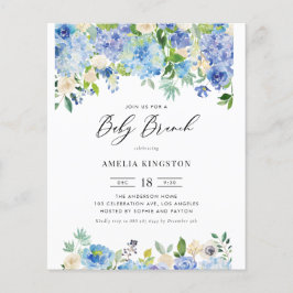 Blauwe Rozen en Hydrangea Baby Brunch Invitation