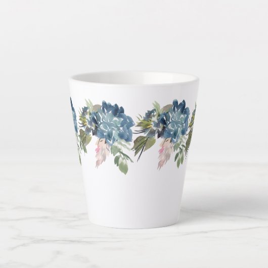 Blauwe Rozen en Iris hedendaagse latte Mok (Voorkant)