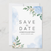 Blauwe Rozen en knoppen Save The Date (Voorkant)