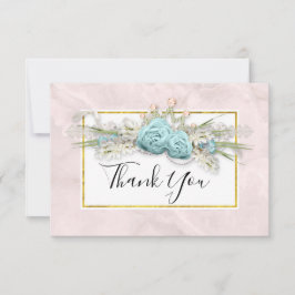 Blauwe Rozen en kroonflora Bouquet Dank u Bedankkaart