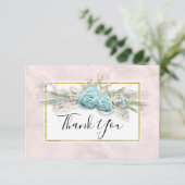 Blauwe Rozen en kroonflora Bouquet Dank u Bedankkaart (Staand voorkant)