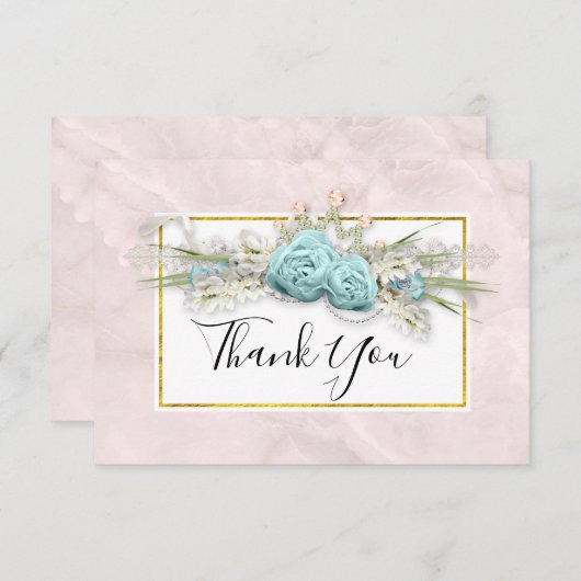 Blauwe Rozen en kroonflora Bouquet Dank u Bedankkaart (Voorkant / Achterkant)