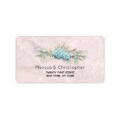 Blauwe Rozen en kroonFloral Bouquet Etiket (Voorkant)