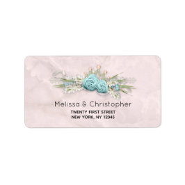 Blauwe Rozen en kroonFloral Bouquet Etiket