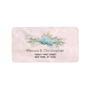 Blauwe Rozen en kroonFloral Bouquet Etiket