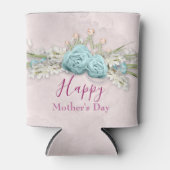 Blauwe Rozen en kroonFloral Bouquet Moederdag Blikjeskoeler (Voorkant)