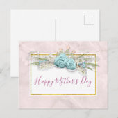 Blauwe Rozen en kroonFloral Bouquet Moederdag Briefkaart (Voorkant / Achterkant)