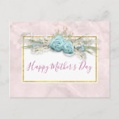 Blauwe Rozen en kroonFloral Bouquet Moederdag Briefkaart (Voorkant)