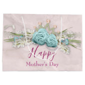 Blauwe Rozen en kroonFloral Bouquet Moederdag Groot Cadeauzakje (Achterkant)