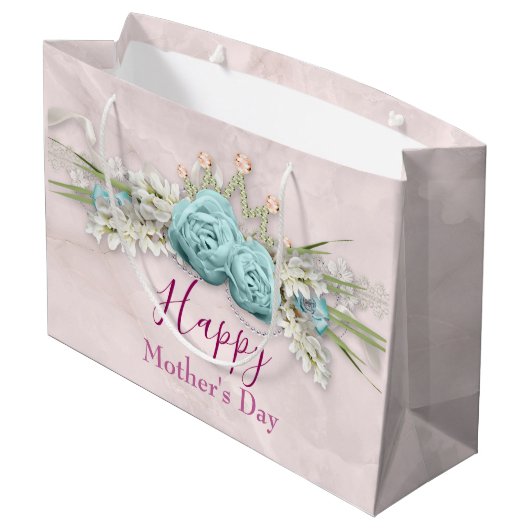 Blauwe Rozen en kroonFloral Bouquet Moederdag Groot Cadeauzakje (Achterkant Gekanteld)