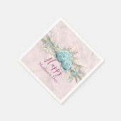 Blauwe Rozen en kroonFloral Bouquet Moederdag Servet (Hoek)