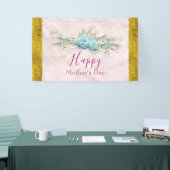 Blauwe Rozen en kroonFloral Bouquet Moederdag Spandoek (Beurs)