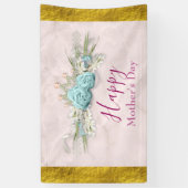 Blauwe Rozen en kroonFloral Bouquet Moederdag Spandoek (Verticaal)