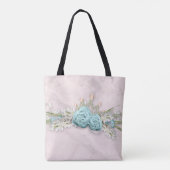 Blauwe Rozen en kroonFloral Bouquet op persoonlijk Tote Bag (Achterkant)