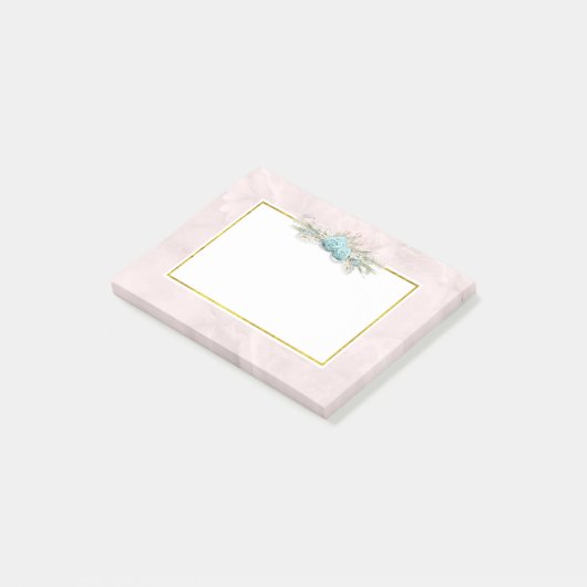 Blauwe Rozen en kroonFloral Bouquet Post-it® Notes (Schuin)