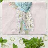 Blauwe Rozen en kroonFloral Bouquet Theedoek (Gevouwen)