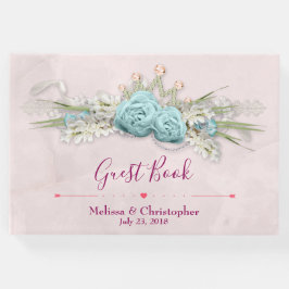 Blauwe Rozen en kroonFloral Bouquet Wedding Gastenboek