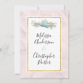 Blauwe Rozen en kroonFloral Bouquet Wedding Kaart