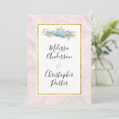 Blauwe Rozen en kroonFloral Bouquet Wedding Kaart (Staand voorkant)