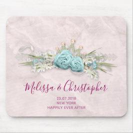 Blauwe Rozen en kroonFloral Bouquet Wedding Muismat