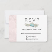 Blauwe Rozen en kroonFloral Bouquet Wedding RSVP (Voorkant)