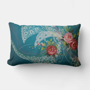 Blauwe Rozen en Lace Floral Kussen