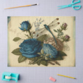 blauwe Rozen en ontkoppeling van de dragonfly Tissuepapier (Craft)