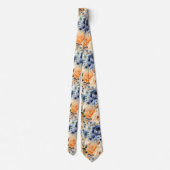 Blauwe Rozen en Perzik Bloemen Bloemenkraag Stropdas (Achterkant)