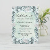  Blauwe Rozen en Veer 80e verjaardag Kaart (Staand voorkant)