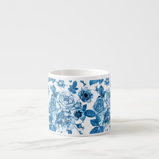 Blauwe Rozen Espresso Kop (Voorkant)