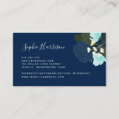 Blauwe Rozen Floral en Blue Gingham Visitekaartje (Achterkant)