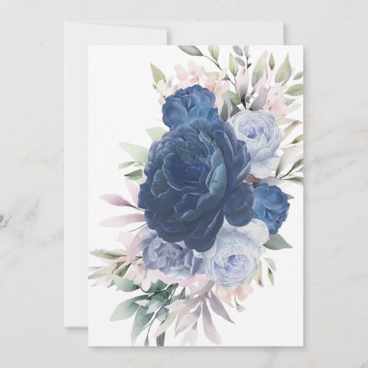 Blauwe Rozen Floral Goud Spaans Vrijgezellenfeest Kaart (Achterkant)