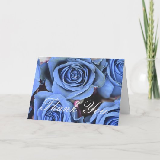 Blauwe Rozen Floral Hartelijk dank Bedankkaart (Voorkant)