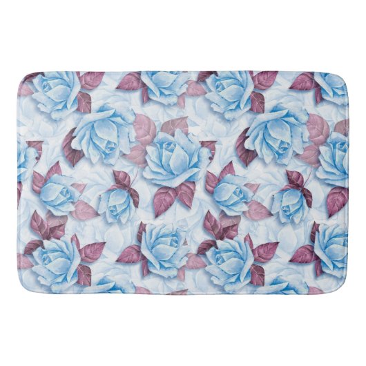 Blauwe rozen. Floral patroon Badmat (Voorkant)