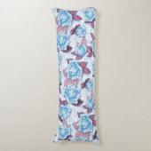 Blauwe rozen. Floral patroon Lichaamskussen (Voorkant Verticaal)