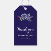 Blauwe Rozen Floral Wedding voor  cadeau Label Cadeaulabel (Voorkant)