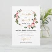  blauwe rozen florale verloving kaart (Staand voorkant)