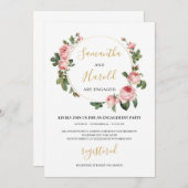  blauwe rozen florale verloving kaart (Voorkant / Achterkant)