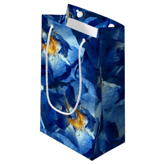 Blauwe rozen geschenkzak klein cadeauzakje (Voorkant Gekanteld)